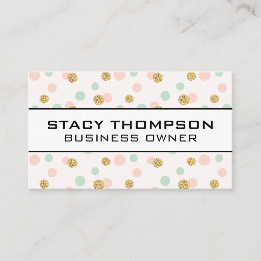 Glitter Polka Dot Pattern Visitekaartje (Voorkant)
