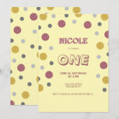 Glitter Polka Dots 1st verjaardag Kaart (Voorkant / Achterkant)