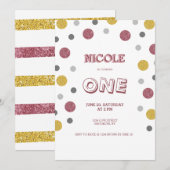 Glitter Polka Dots 1st verjaardag Kaart (Voorkant / Achterkant)