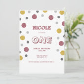 Glitter Polka Dots 1st verjaardag Kaart (Staand voorkant)