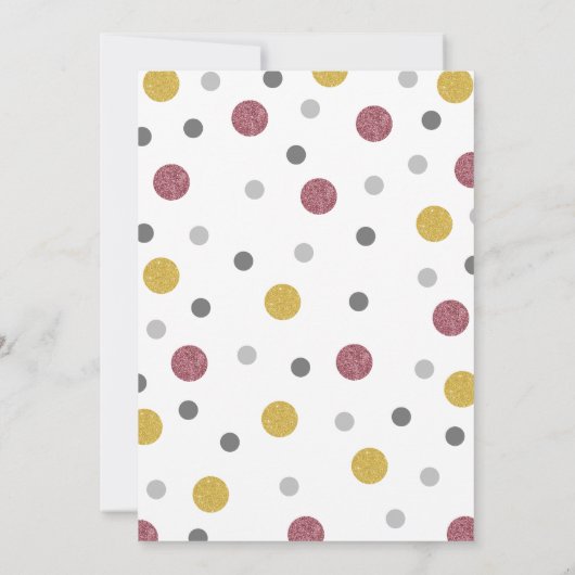 Glitter Polka Dots 1st verjaardag Kaart (Achterkant)