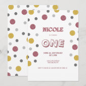 Glitter Polka Dots 1st verjaardag Kaart (Voorkant / Achterkant)