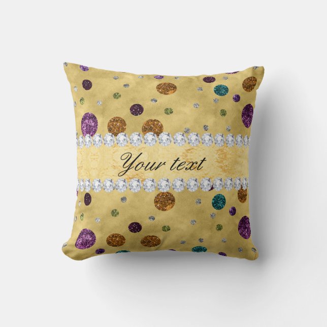 Glitter Polka Dots en Diamonds Kussen (Voorkant)