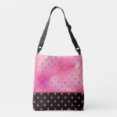 Glitter Polka Dots on Shades of Pink & Black Crossbody Tas (Achterkant)