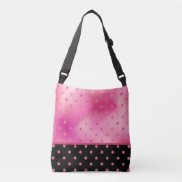 Glitter Polka Dots on Shades of Pink & Black Crossbody Tas