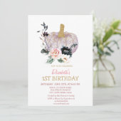 Glitter pompoen bloemen verjaardag kaart (Staand voorkant)