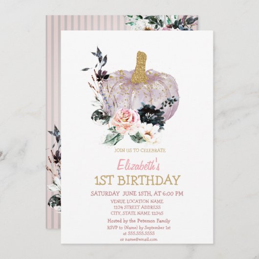 Glitter pompoen bloemen verjaardag kaart (Voorkant / Achterkant)