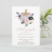 Glitter Pompoen, Bloemen Waterverf Baby shower Kaart (Staand voorkant)