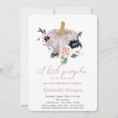 Glitter Pompoen, Bloemen Waterverf Baby shower Kaart (Voorkant)