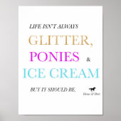 Glitter-, ponies- en ijscream-kleurenafdrukken poster (Voorkant)