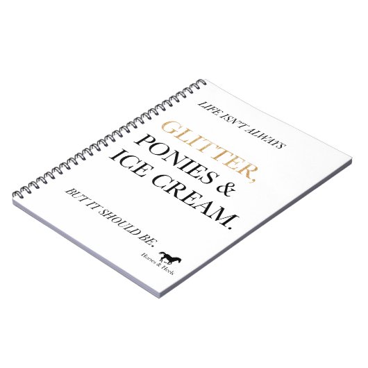 Glitter-, ponies- en ijsvormer-laptop notitieboek (Linkerzijde)