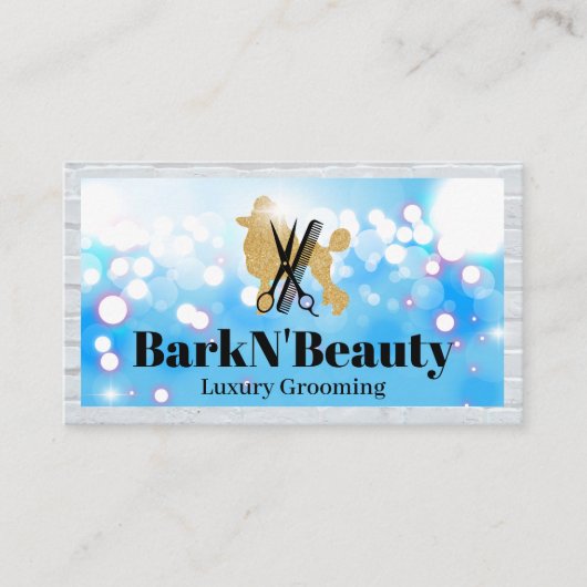 Glitter Poodle | Groomgereedschap | Gloed Visitekaartje (Voorkant)