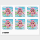 Glitter Pool Princess Vierkante Sticker (Vel)