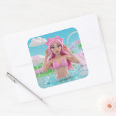 Glitter Pool Princess Vierkante Sticker (Envelop)