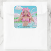 Glitter Pool Princess Vierkante Sticker (Tas)