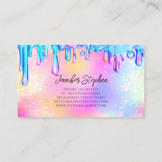 Glitter Poolse holografische drift Nails Trendy Visitekaartje (Achterkant)