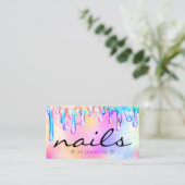Glitter Poolse holografische drift Nails Trendy Visitekaartje (Staand voorkant)