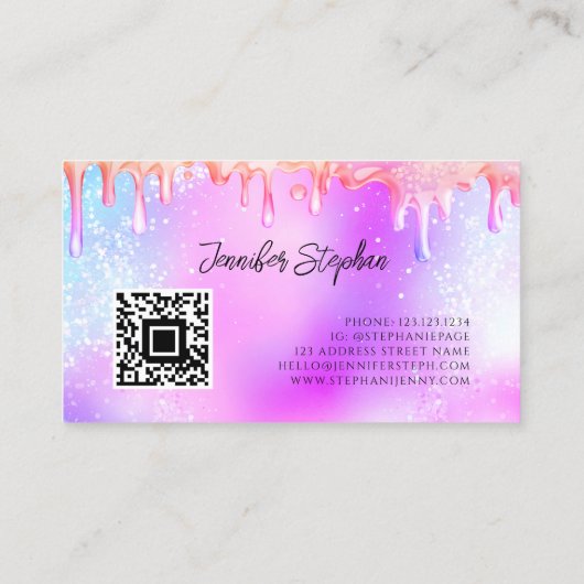 Glitter Poolse weekmaker QR-code Visitekaartje (Achterkant)