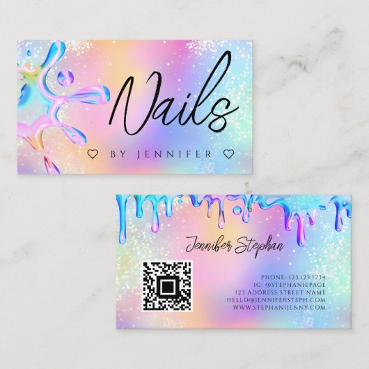 Glitter Poolse weekmaker QR-code Visitekaartje (Voorkant / Achterkant)