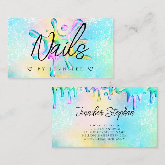 Glitter Poolse weekmaker voor holografisch gebruik Visitekaartje (Voorkant / Achterkant)