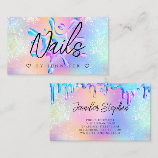 Glitter Poolse weekmaker voor holografisch gebruik Visitekaartje (Voorkant / Achterkant)