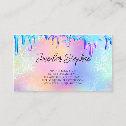 Glitter Poolse weekmaker voor holografisch gebruik Visitekaartje (Achterkant)