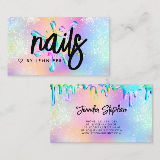 Glitter Poolse weekmaker voor holografisch gebruik Visitekaartje (Voorkant / Achterkant)