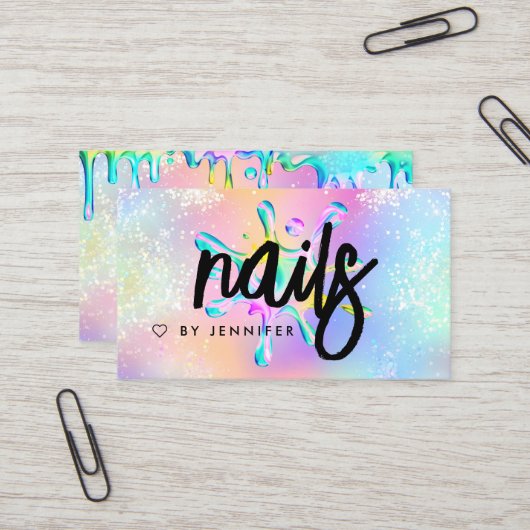 Glitter Poolse weekmaker voor holografisch gebruik Visitekaartje (Voorkant / Achterkant in situ)