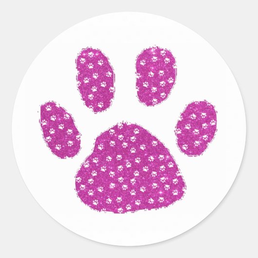 Glitter pootafdruk klassieke ronde sticker (Voorkant)