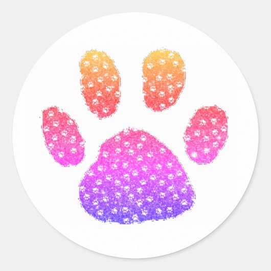 Glitter pootafdruk klassieke ronde sticker (Voorkant)