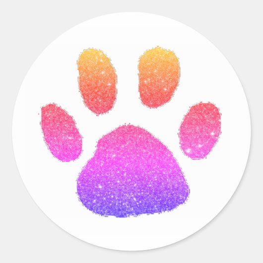Glitter pootafdruk klassieke ronde sticker (Voorkant)