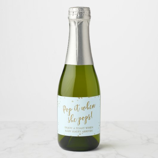 Glitter Pop het als ze Baby shower Pop Sparkling Wijnetiket (Voorkant)