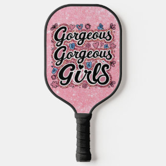 Glitter prachtige meisjes doodle pickleball paddle