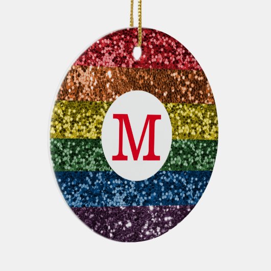 Glitter Pride Rainbow Sparkle Keramisch Ornament (Rechts)