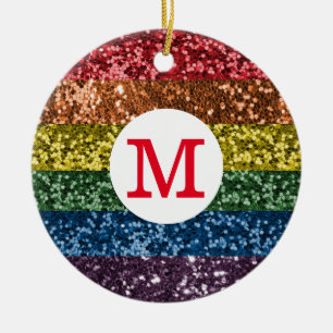 Glitter Pride Rainbow Sparkle Keramisch Ornament