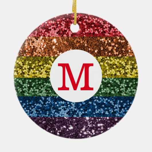 Glitter Pride Rainbow Sparkle Keramisch Ornament (Achterkant)