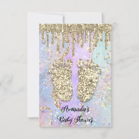 Glitter Princes Girl Baby Holograaf Kaart (Achterkant)