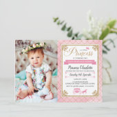 Glitter Princess 1e verjaardag uitnodigingen (Staand voorkant)