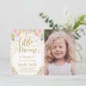 Glitter Princess Birthday Uitnodigingen met foto (Staand voorkant)
