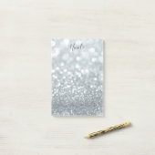 Glitter Princess Silver Sparkle Glamour Post-it® Notes (Op bureau)