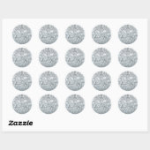 Glitter Princess Silver Sparkle Glamour Ronde Sticker (Vel)