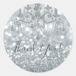 Glitter Princess Silver Sparkle Glamour Ronde Sticker