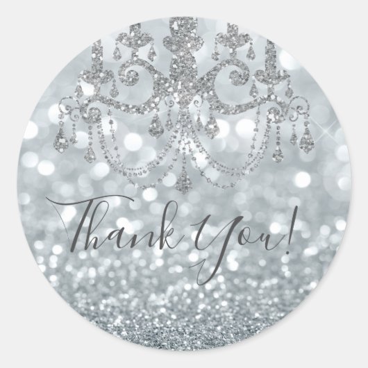 Glitter Princess Silver Sparkle Glamour Ronde Sticker (Voorkant)