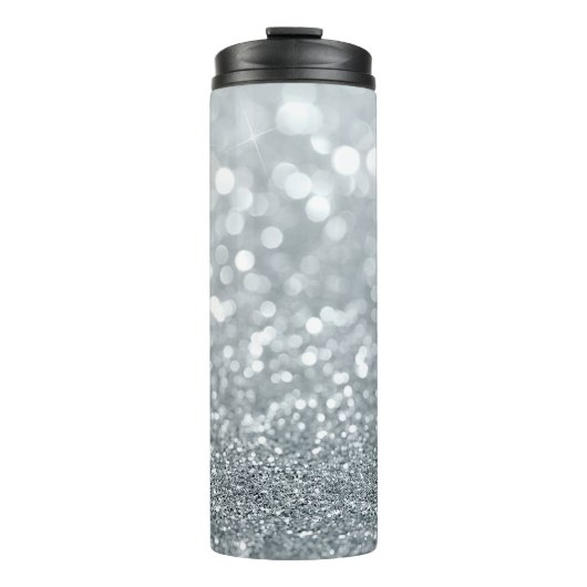 Glitter Princess Silver Sparkle Glamour Thermosbeker (Voorkant)