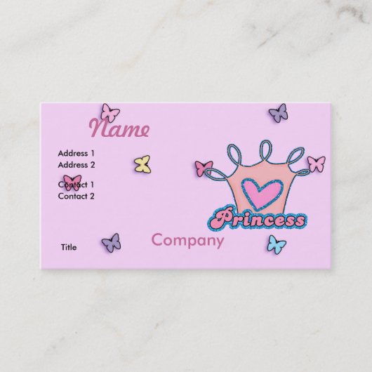 Glitter Prinses Ontwerp Visitekaartje (Voorkant)