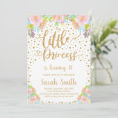 Glitter Prinses Verjaardag Uitnodiging (Staand voorkant)