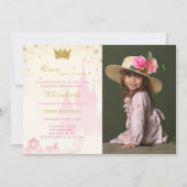 Glitter Prinses Verjaardagsuitnodiging met foto Kaart (Voorkant)