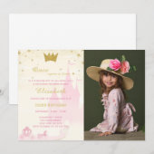 Glitter Prinses Verjaardagsuitnodiging met foto Kaart (Voorkant / Achterkant)