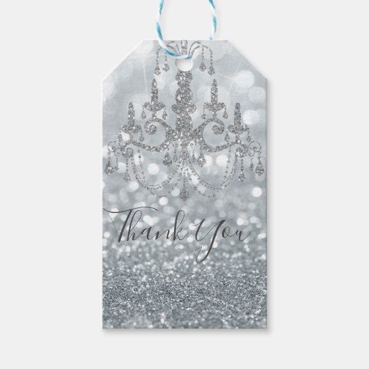 Glitter Prinses Zilveren Glans Schittering Cadeaulabel (Voorkant)