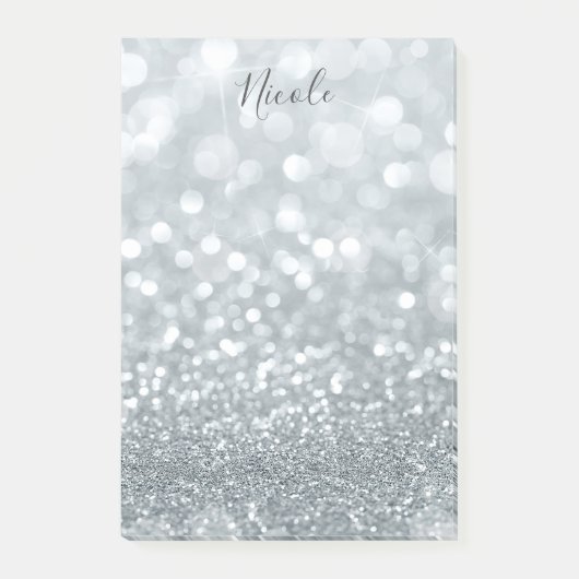 Glitter Prinses Zilveren Schitter Glamour Post-it® Notes (Voorkant)